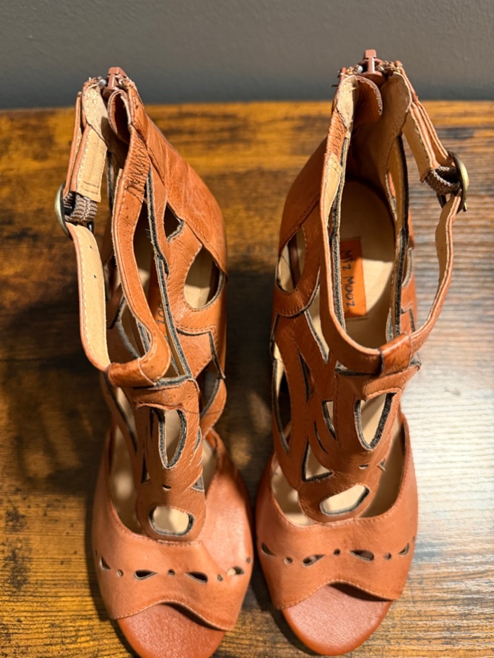 Women's Miz Mooz Cutout Leather Heeled Sandals - Tan